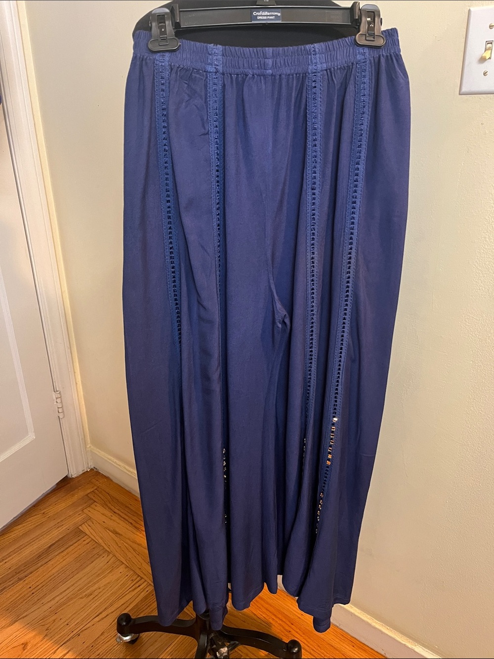 Navy Blue Maxi pants with Lace Inset